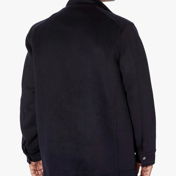 Cole Haan Navy Double Bib Collar Wool Field Coat - Picture 2 of 7